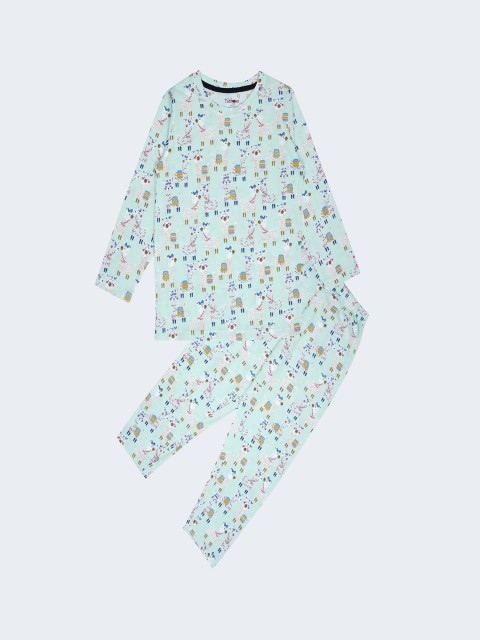 

Taatoom Boys Green Printed Night suit