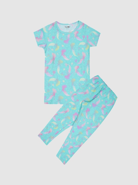 

Taatoom Girls Blue & Purple Printed Night suit