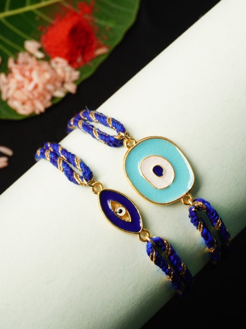 

Ferosh Men Set Of 2 Evil Eye Rakhi, Blue