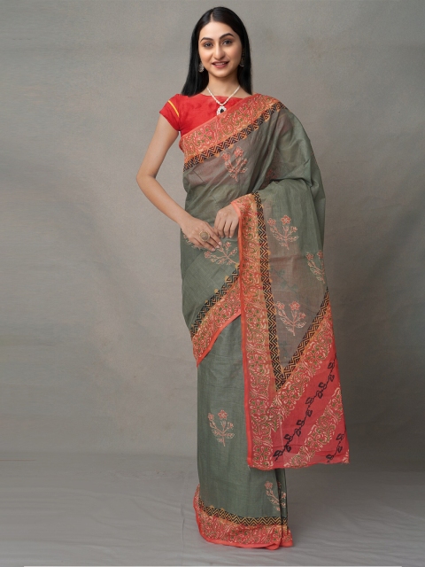 

Unnati Silks Red & Green Ethnic Motifs Pure Cotton Kota Saree