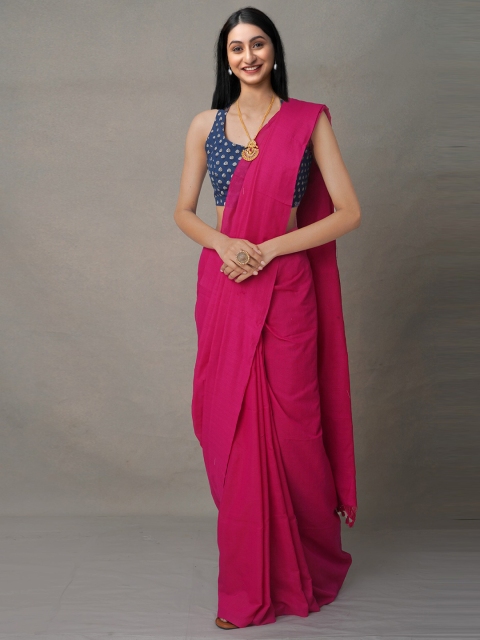

Unnati Silks Pink Pure Linen Jamdani Saree