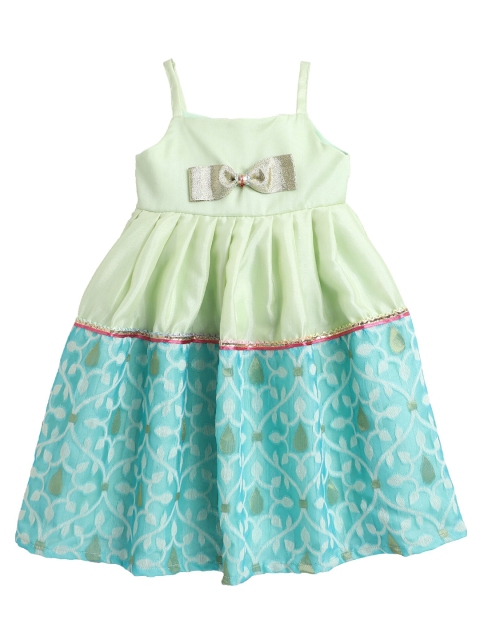 

MANY FROCKS & Girls Green & Blue Floral Ethnic Empire Dress