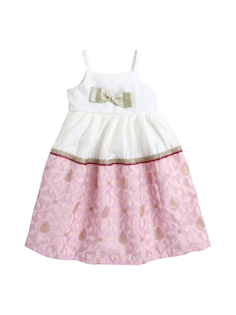 

MANY FROCKS & Off White & Pink Floral Ethnic Empire Maxi Dress