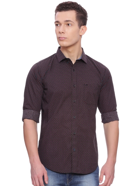 

Basics Men Red & Blue Slim Fit Printed Casual Shirt