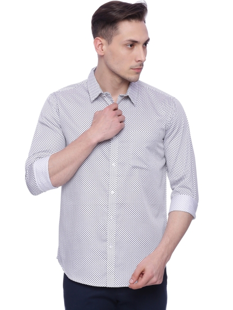 

Basics Men Off-White Slim Fit Printed Casual Shirt