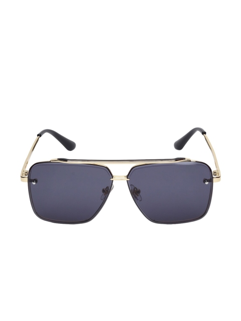 

CRIBA Unisex Black Lens & Gold-Toned Square Sunglasses with UV Protected Lens