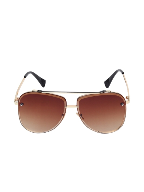 

CRIBA Unisex Brown Lens & Gold-Toned Browline Sunglasses with UV Protected Lens