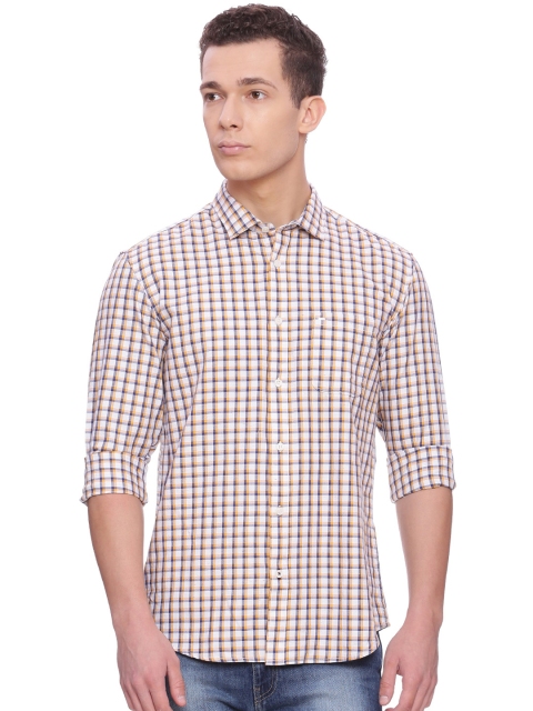 

Basics Men White Slim Fit Checked Casual Shirt