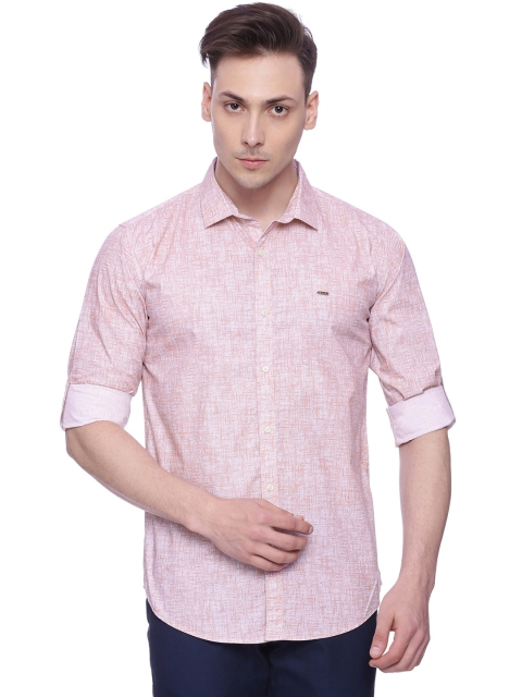 

Basics Men Pink Slim Fit Printed Casual Shirt