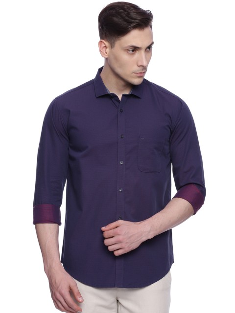 

Basics Men Purple Slim Fit Solid Casual Shirt