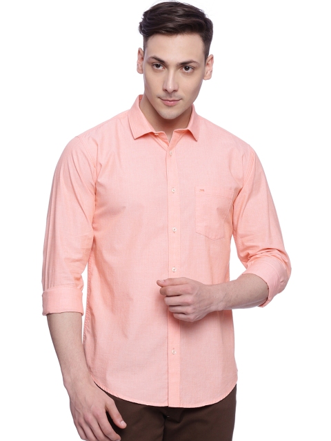 

Basics Men Coral Orange Slim Fit Solid Casual Shirt