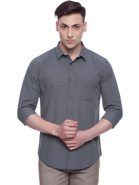 

Basics Men Blue Slim Fit Checked Casual Shirt