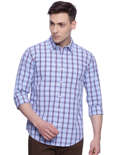 

Basics Men Blue Slim Fit Checked Casual Shirt