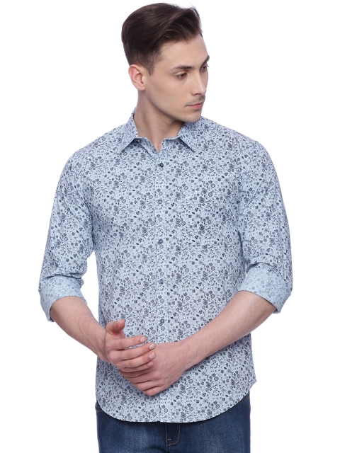 

Basics Men Blue Slim Fit Printed Casual Shirt