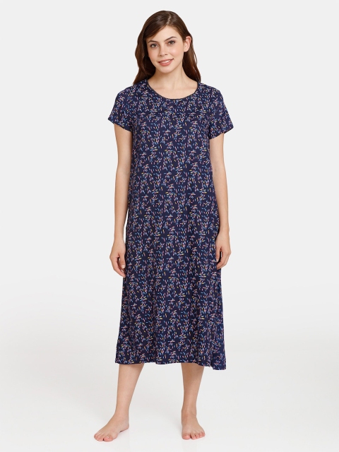 

Rosaline by Zivame Blue Printed Nightdress