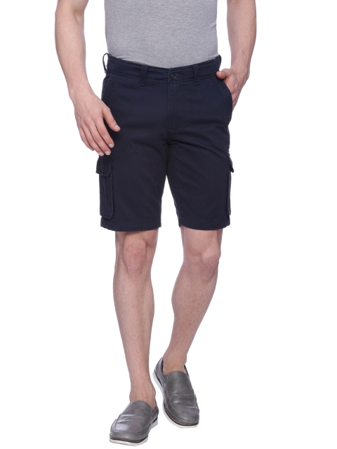 

Basics Men Navy Comfort Fit Cargo Shorts, Navy blue