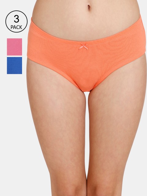 Rosaline by Zivame Orange,Pink & Blue Solid Cotton Low Rise Hipsters RO2049FASHHASTP