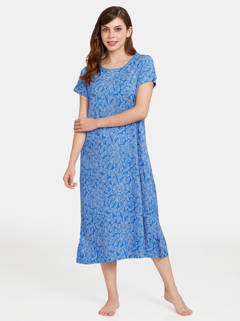 

Rosaline by Zivame Blue Printed Nightdress