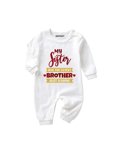 

KNITROOT Infants White Printed Romper