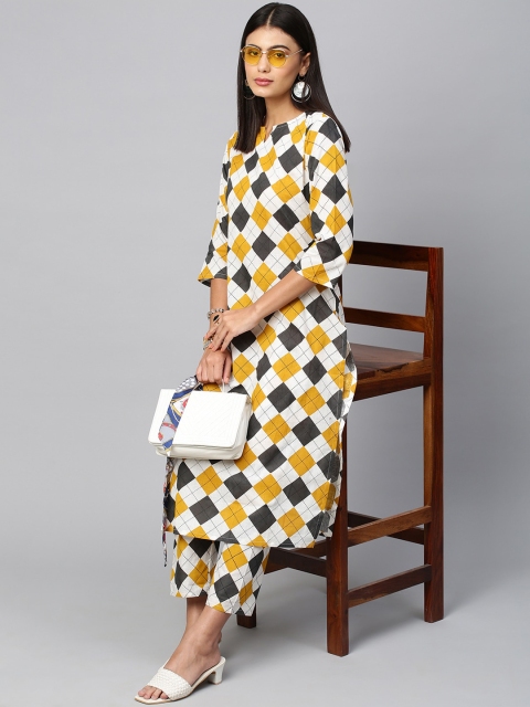 

KALINI Women Multicoloured Printed Panelled Pure Cotton Kurta with Trousers, Multi