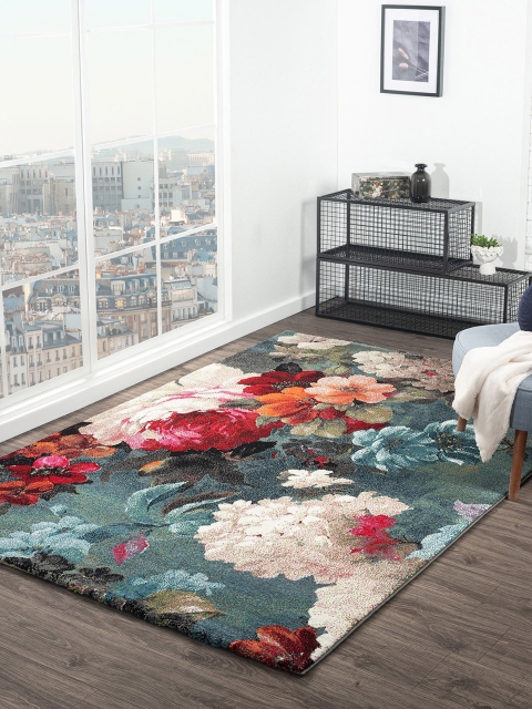 

OBSESSIONS Teal & Red Floral Carpets