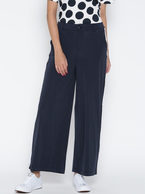 

ONLY Women Navy Blue Solid Parallel Trousers