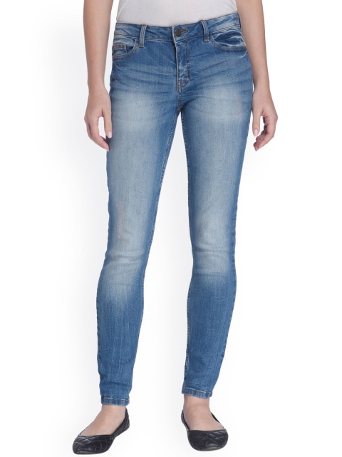 

ONLY Women Blue Skinny Fit Low-Rise Low Distress Stretchable Jeans