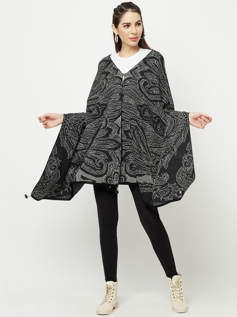 

Knitstudio Women Black & White Woven-Design Shawl