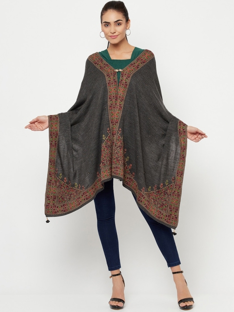 

Knitstudio Women Grey Woven Design Shawl