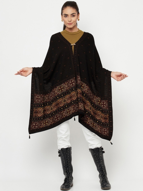 

Knitstudio Women Black & Brown Woven Design Shawl