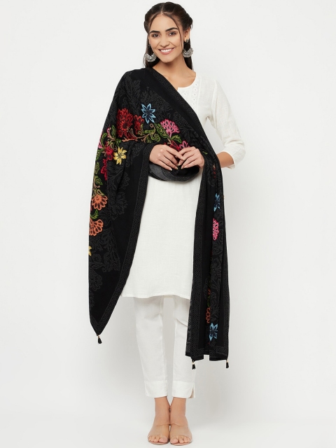 

Knitstudio Women Black Woven Design Shawl