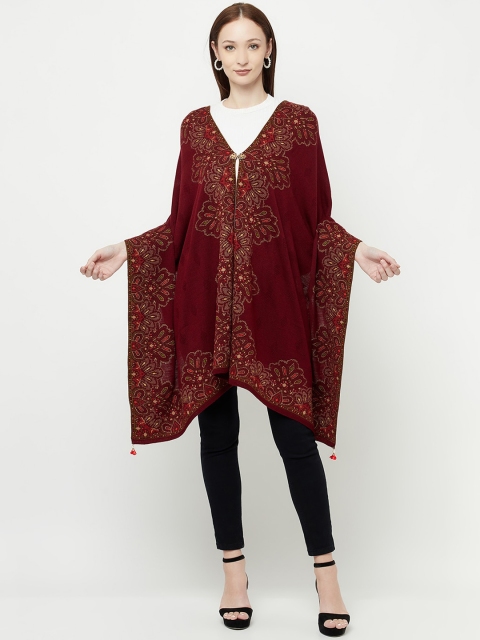 

Knitstudio Women Maroon Woven Designed Shawl