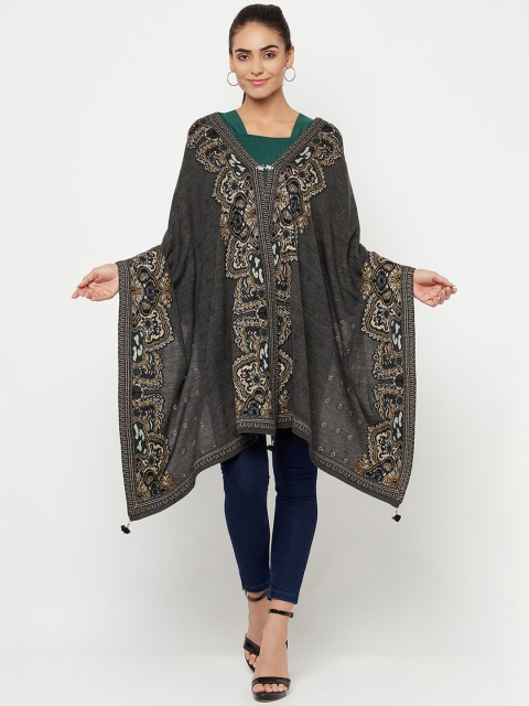 

Knitstudio Women Grey & White Woven Design Shawl
