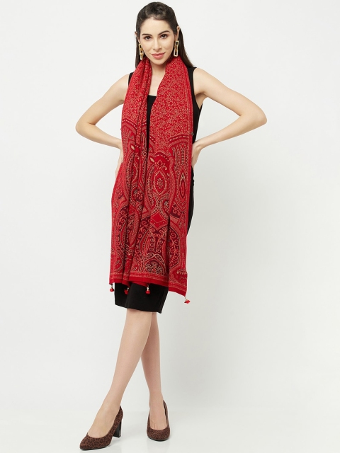 

Knitstudio Women Red Woven Paisley Casual Design Shawl