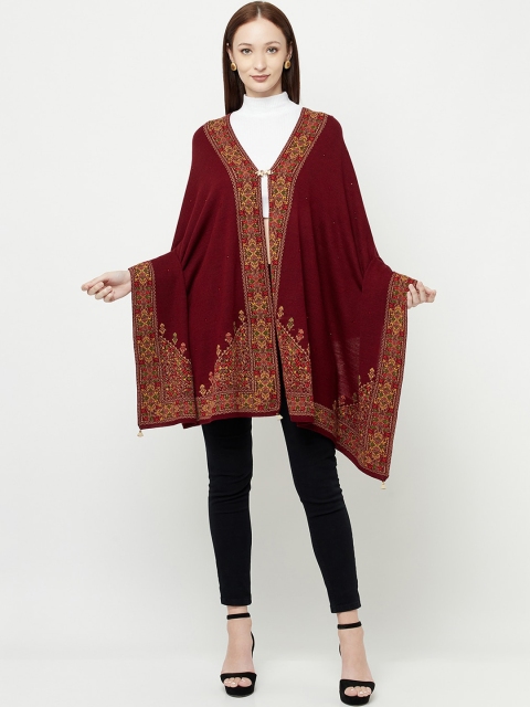 

Knitstudio Women Maroon Tribal Woven Design Shawl