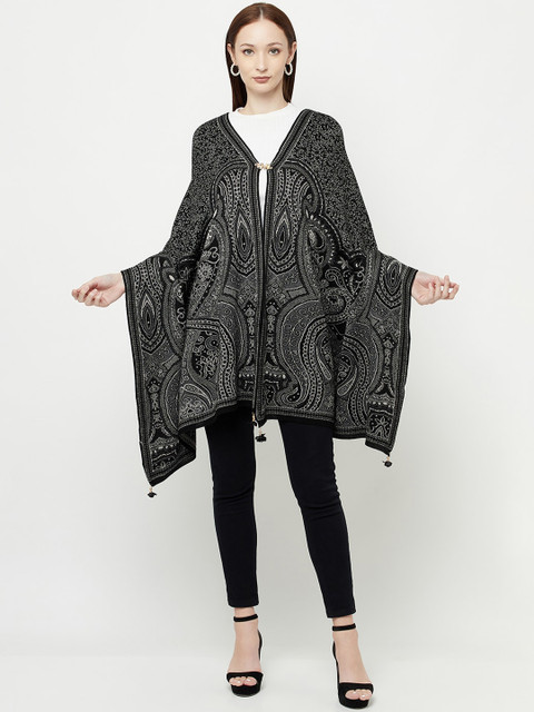 

Knitstudio Women Black & White Woven-Design Shawl