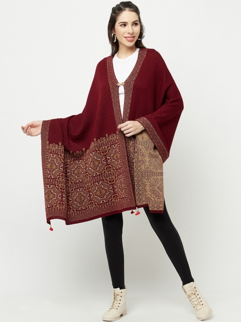 

Knitstudio Women Maroon Tribal Printed Shawl