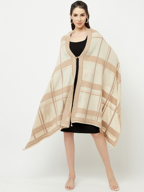 

Knitstudio Women Beige Checked Casual Shawl