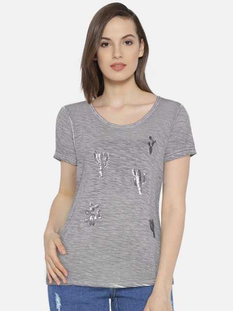 

ONLY Women Grey Embellished Top