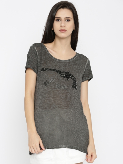 

ONLY Women Charcoal Grey Embellished Top