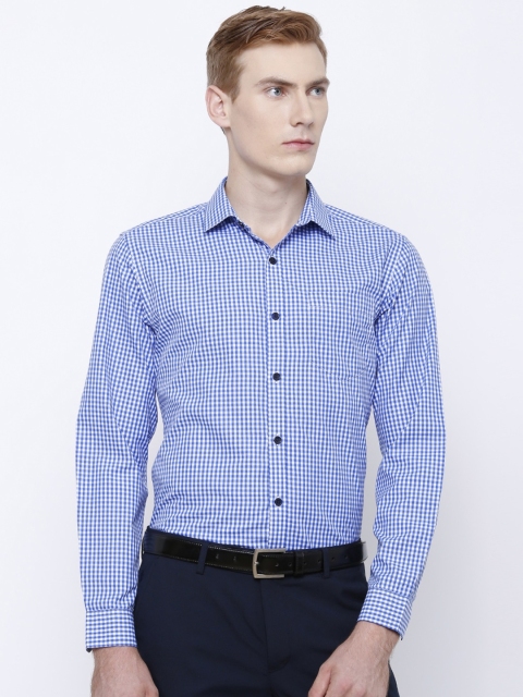 

Mark Taylor Men Blue & White Slim Fit Checked Formal Shirt