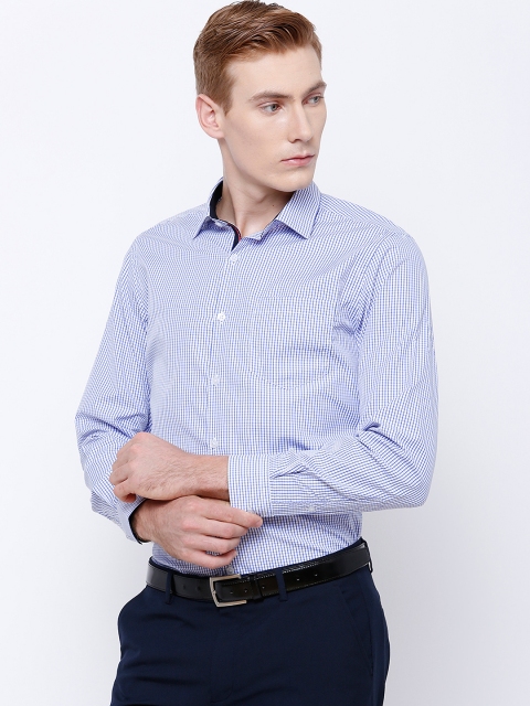 

Mark Taylor Men Blue & White Slim Fit Checked Formal Shirt