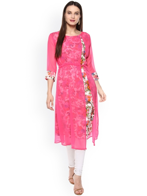 

La Firangi Women Pink Printed Straight Kurta