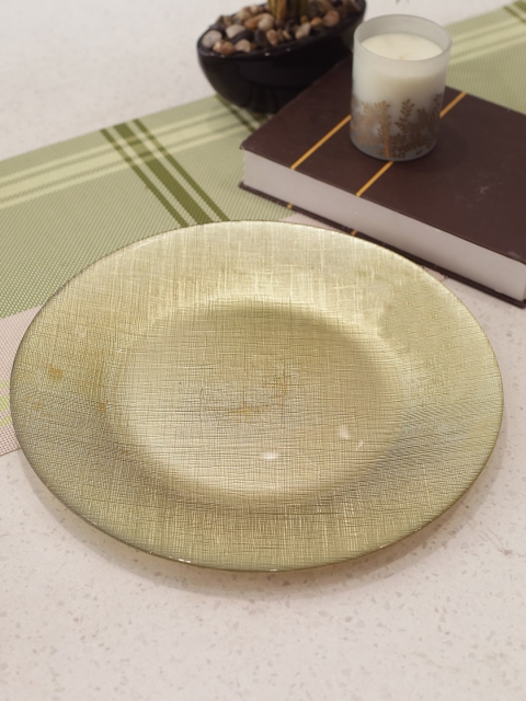 

HomeTown Beige Jordan Glitter Glass Textured Platter