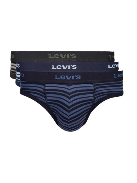 

Levis Men Pack of 3 Striped Briefs 100CA, Blue