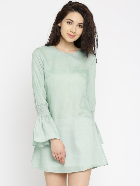 

Vero Moda Women Green Solid Sheath Dress