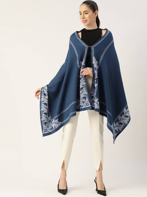 

American Eye Women Blue Leaf Design Front-Open Sweaters