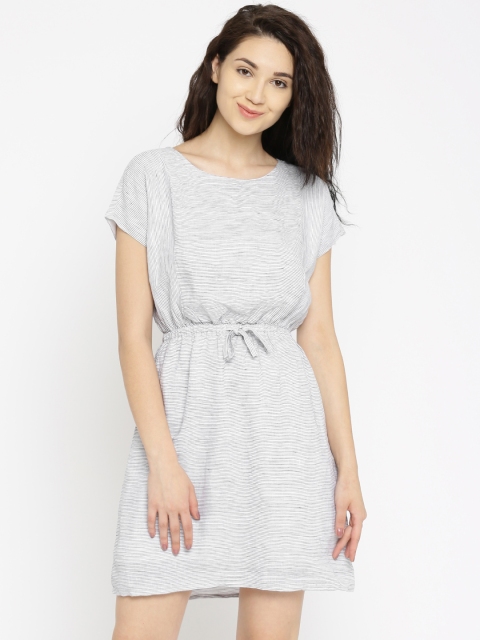 

Vero Moda Women White & Black Striped A-Line Dress