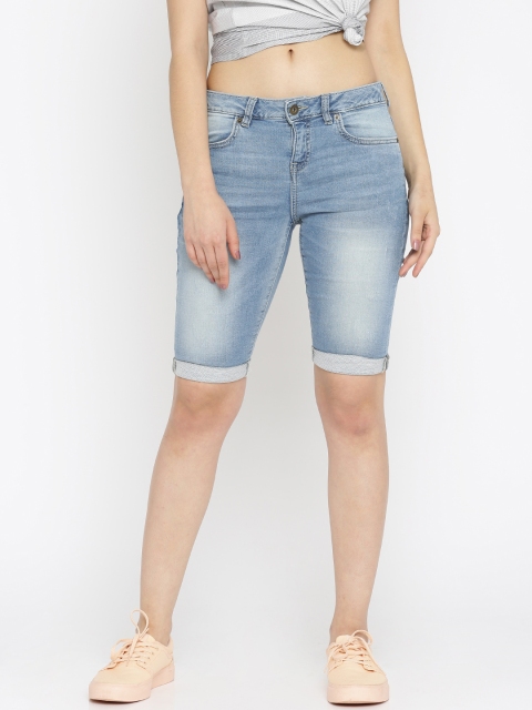 

Vero Moda Women Blue Washed Slim Fit Denim Shorts