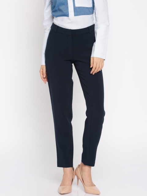 

Vero Moda Women Navy Blue Solid Regular Fit Formal Trousers